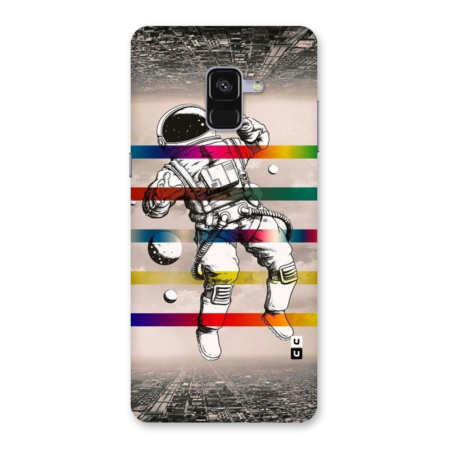 Spaceman Rainbow Stripes Back Case for Galaxy A8 Plus