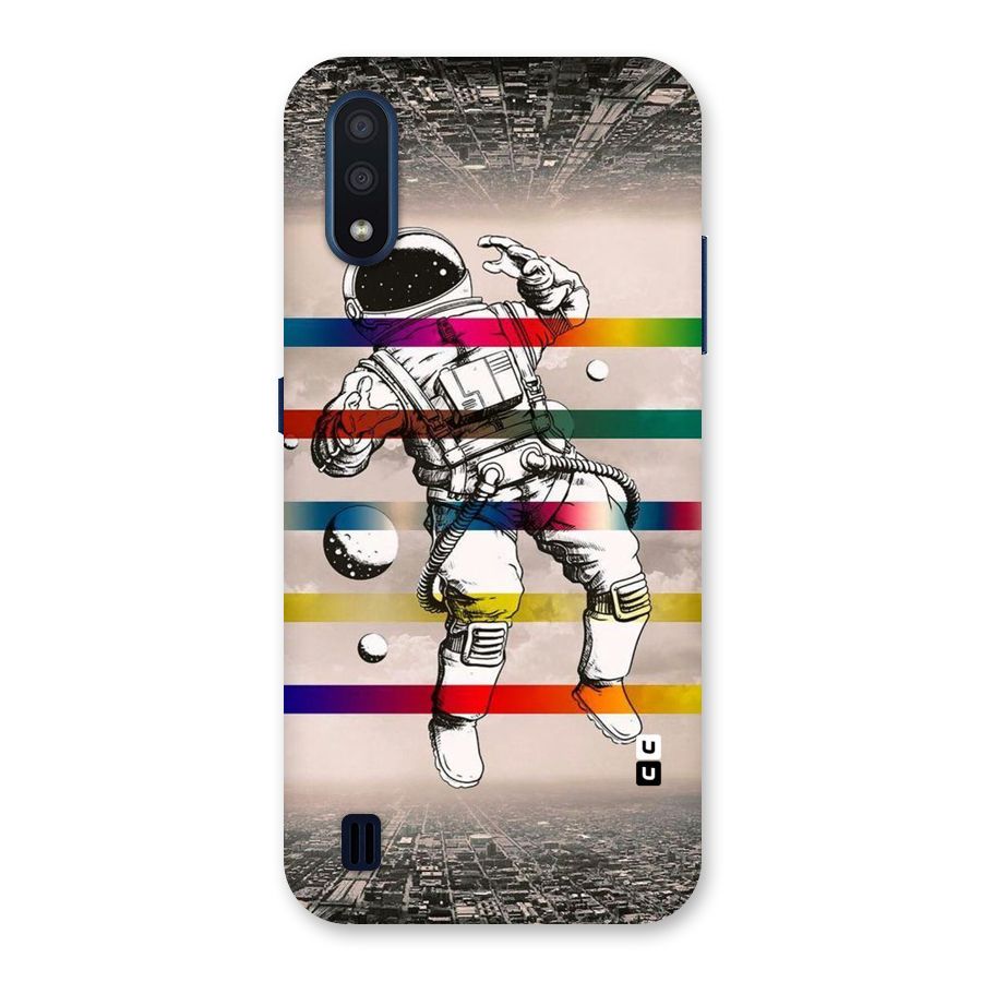 Spaceman Rainbow Stripes Back Case for Galaxy M01