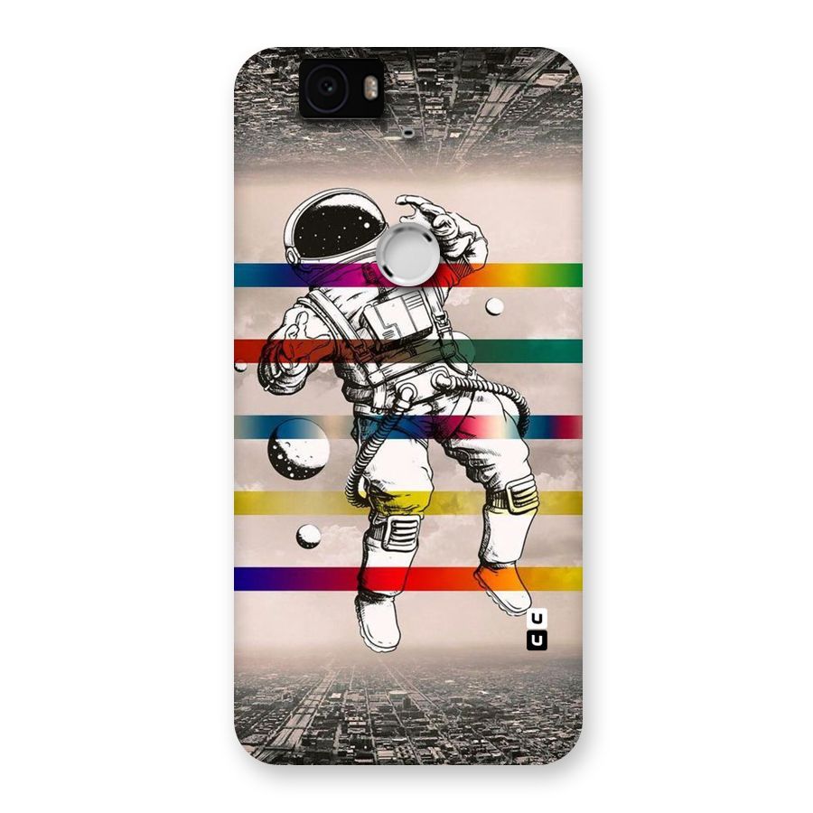 Spaceman Rainbow Stripes Back Case for Google Nexus-6P