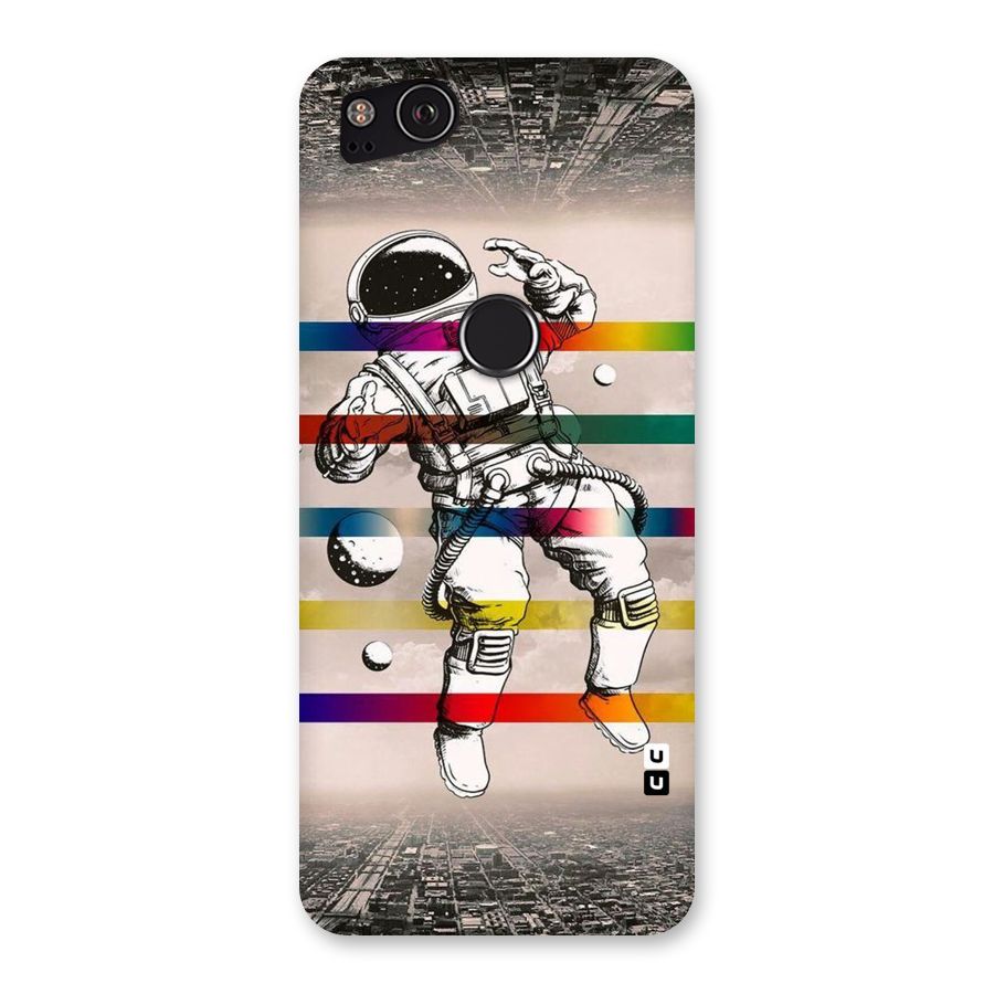 Spaceman Rainbow Stripes Back Case for Google Pixel 2