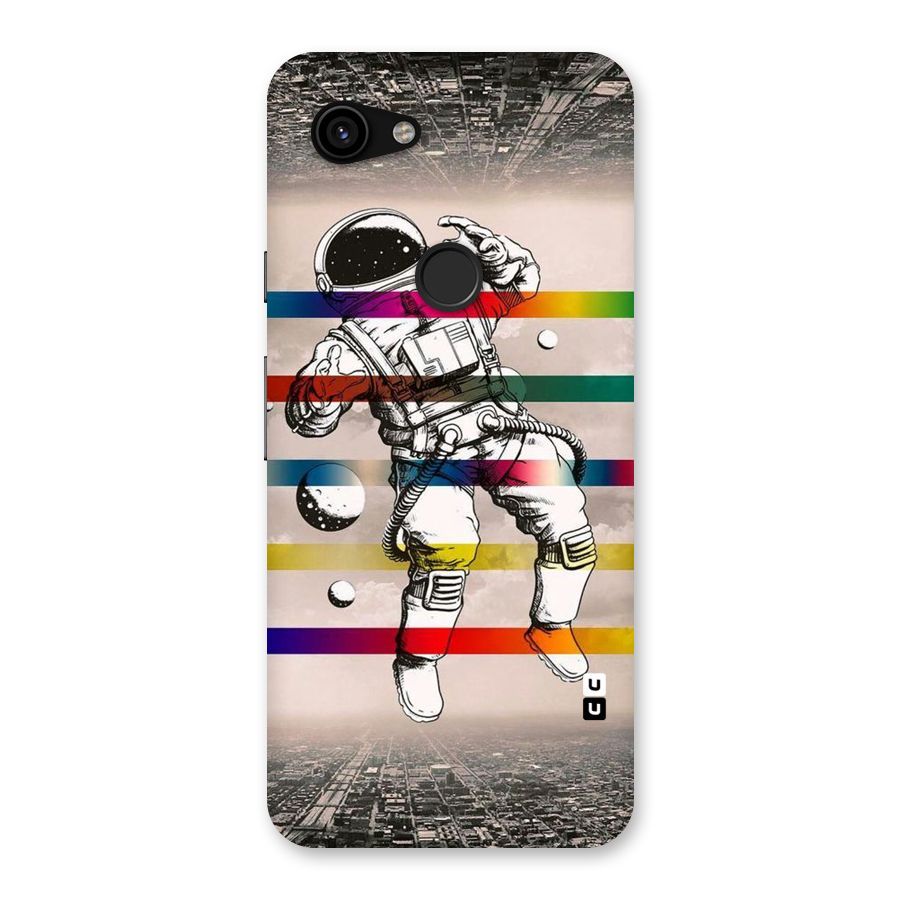 Spaceman Rainbow Stripes Back Case for Google Pixel 3a