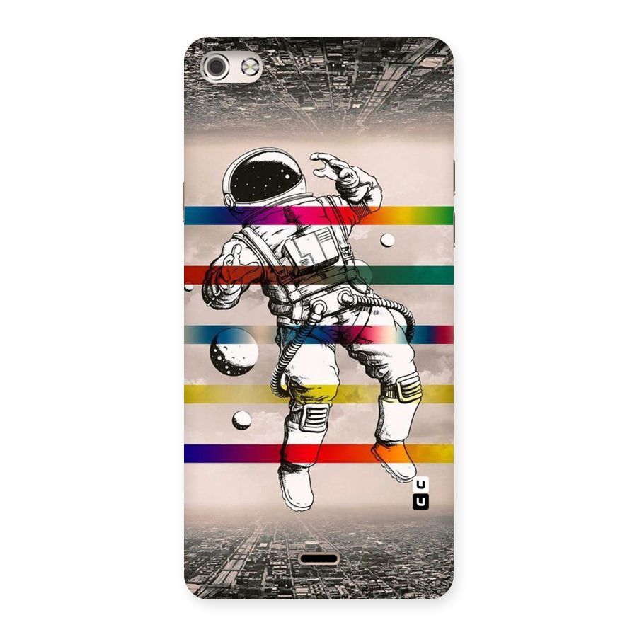 Spaceman Rainbow Stripes Back Case for Micromax Canvas Silver 5