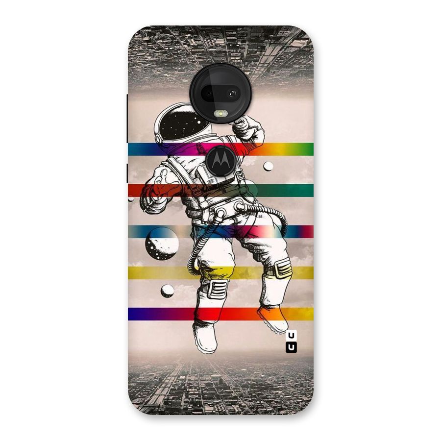 Spaceman Rainbow Stripes Back Case for Moto G7