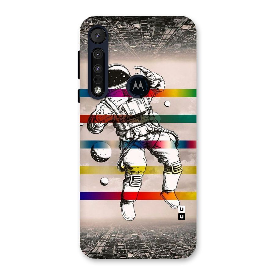Spaceman Rainbow Stripes Back Case for Motorola One Macro