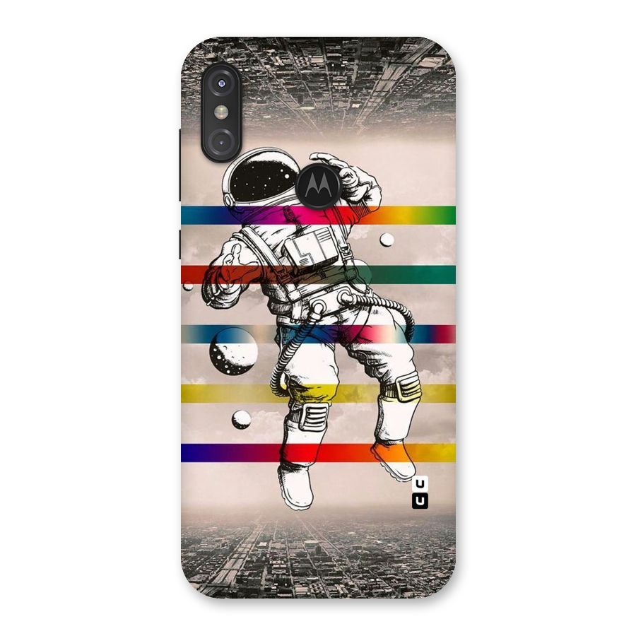 Spaceman Rainbow Stripes Back Case for Motorola One Power
