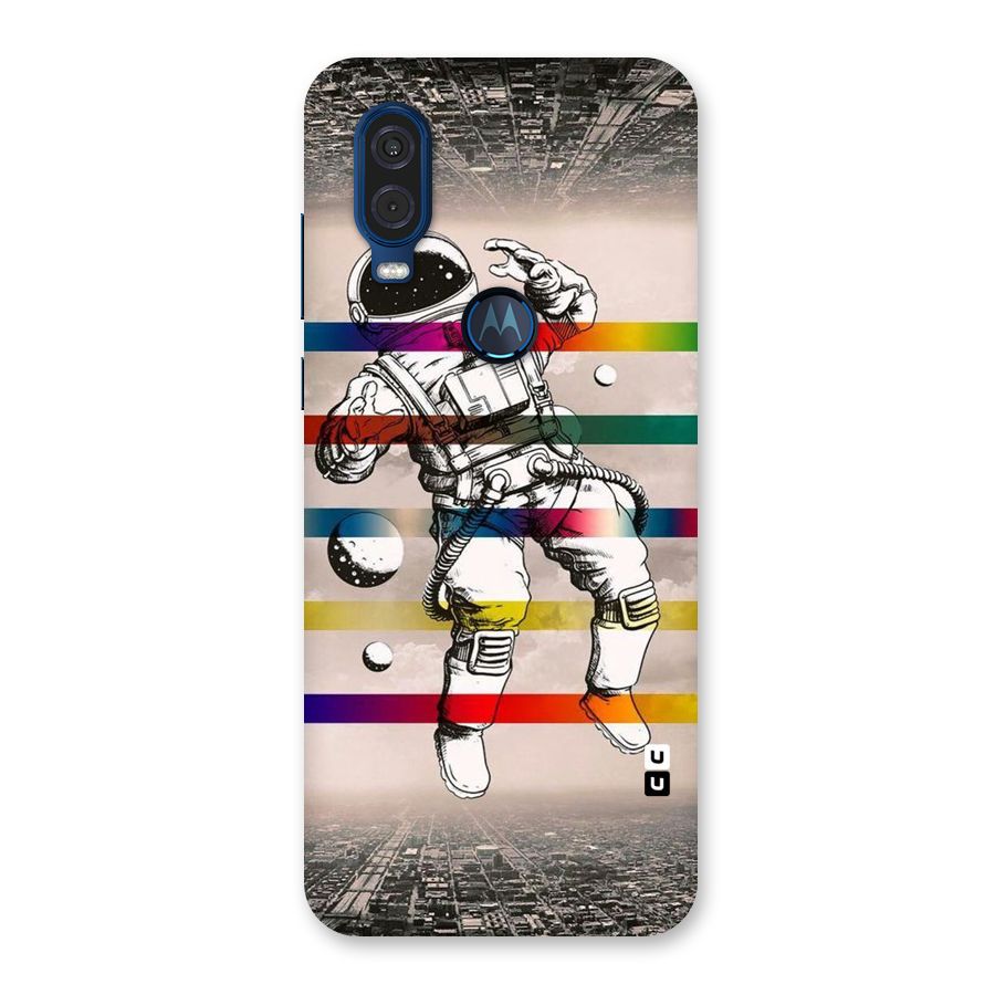 Spaceman Rainbow Stripes Back Case for Motorola One Vision