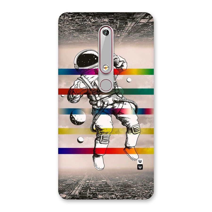 Spaceman Rainbow Stripes Back Case for Nokia 6.1