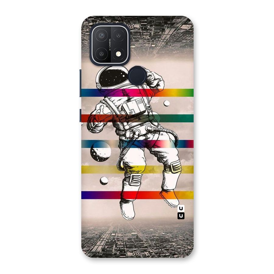 Spaceman Rainbow Stripes Back Case for Oppo A15