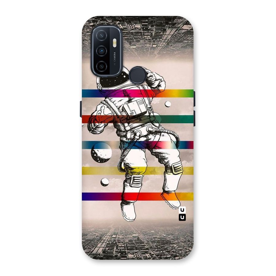Spaceman Rainbow Stripes Back Case for Oppo A32