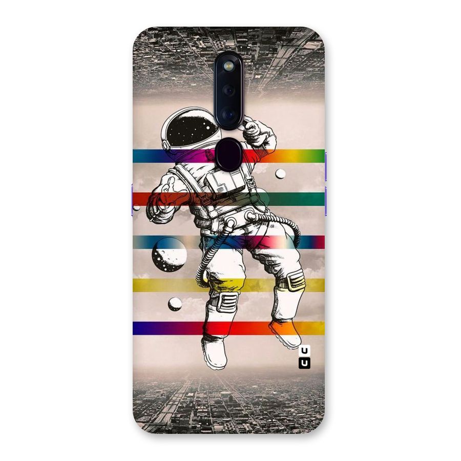 Spaceman Rainbow Stripes Back Case for Oppo F11 Pro