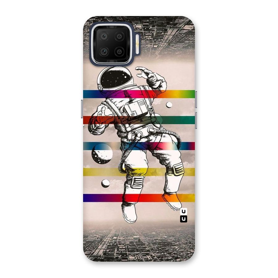 Spaceman Rainbow Stripes Back Case for Oppo F17