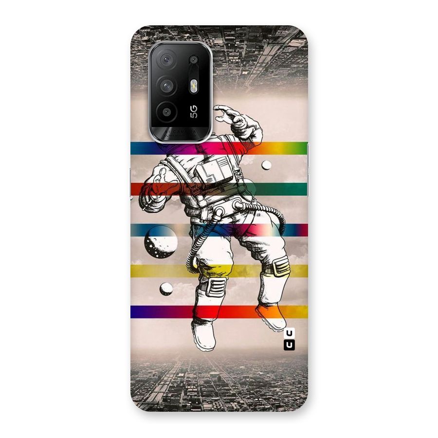 Spaceman Rainbow Stripes Back Case for Oppo F19 Pro Plus 5G