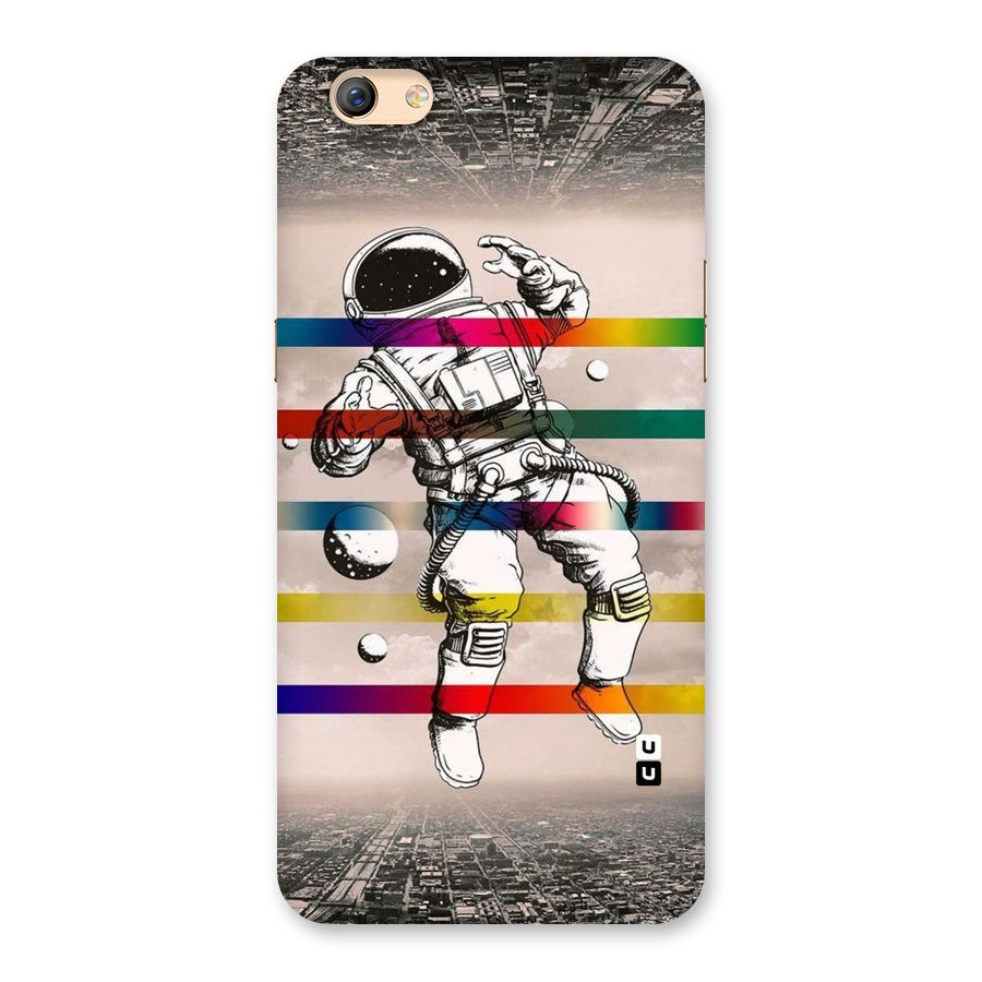 Spaceman Rainbow Stripes Back Case for Oppo F3 Plus