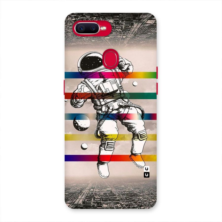 Spaceman Rainbow Stripes Back Case for Oppo F9 Pro