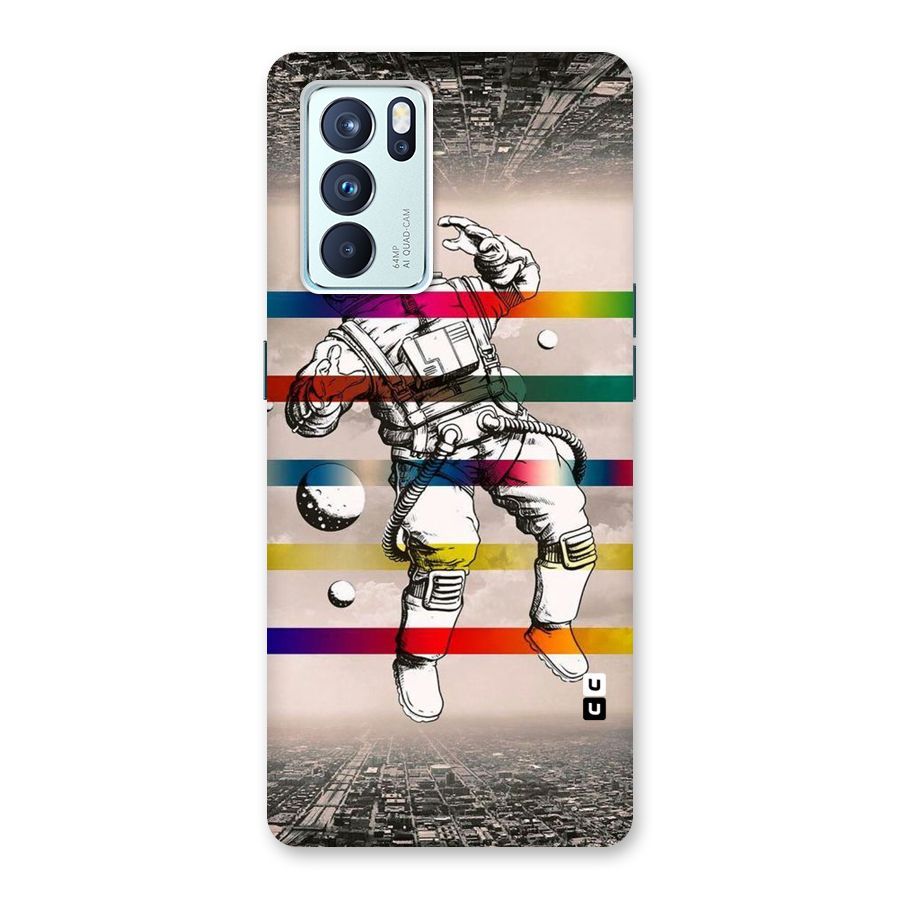 Spaceman Rainbow Stripes Back Case for Oppo Reno6 Pro 5G