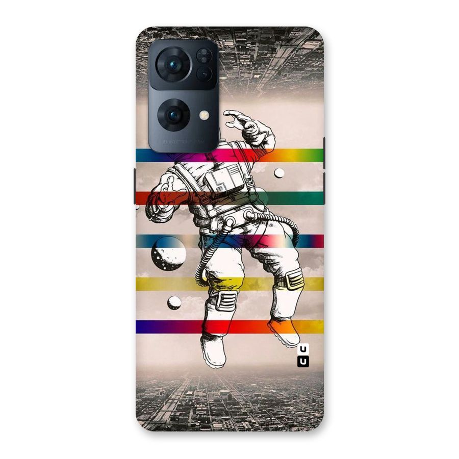 Spaceman Rainbow Stripes Back Case for Oppo Reno7 Pro 5G
