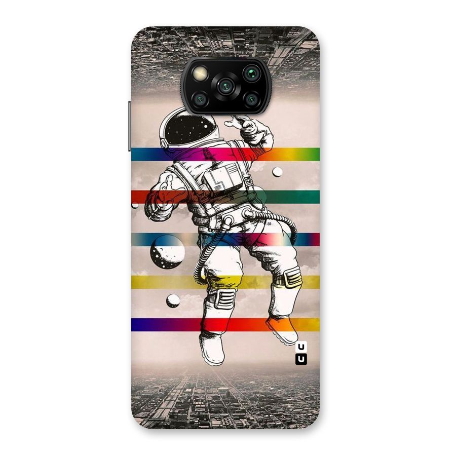 Spaceman Rainbow Stripes Back Case for Poco X3