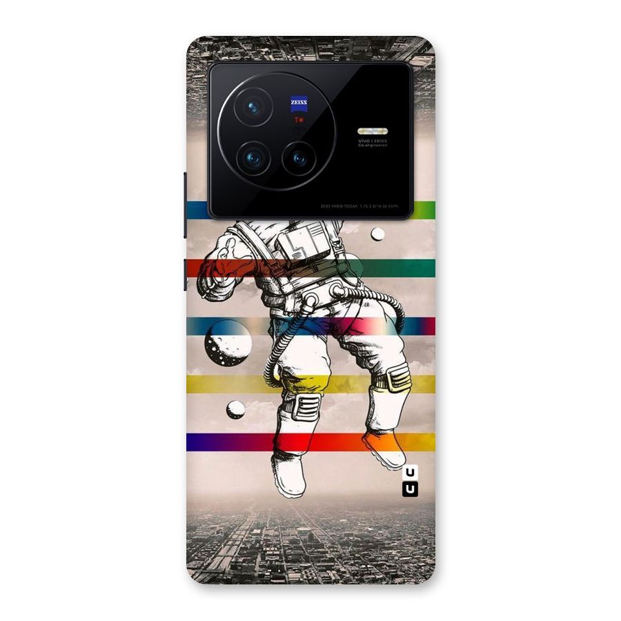 Spaceman Rainbow Stripes Back Case for Vivo X80