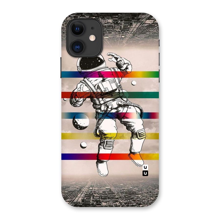 Spaceman Rainbow Stripes Back Case for iPhone 11