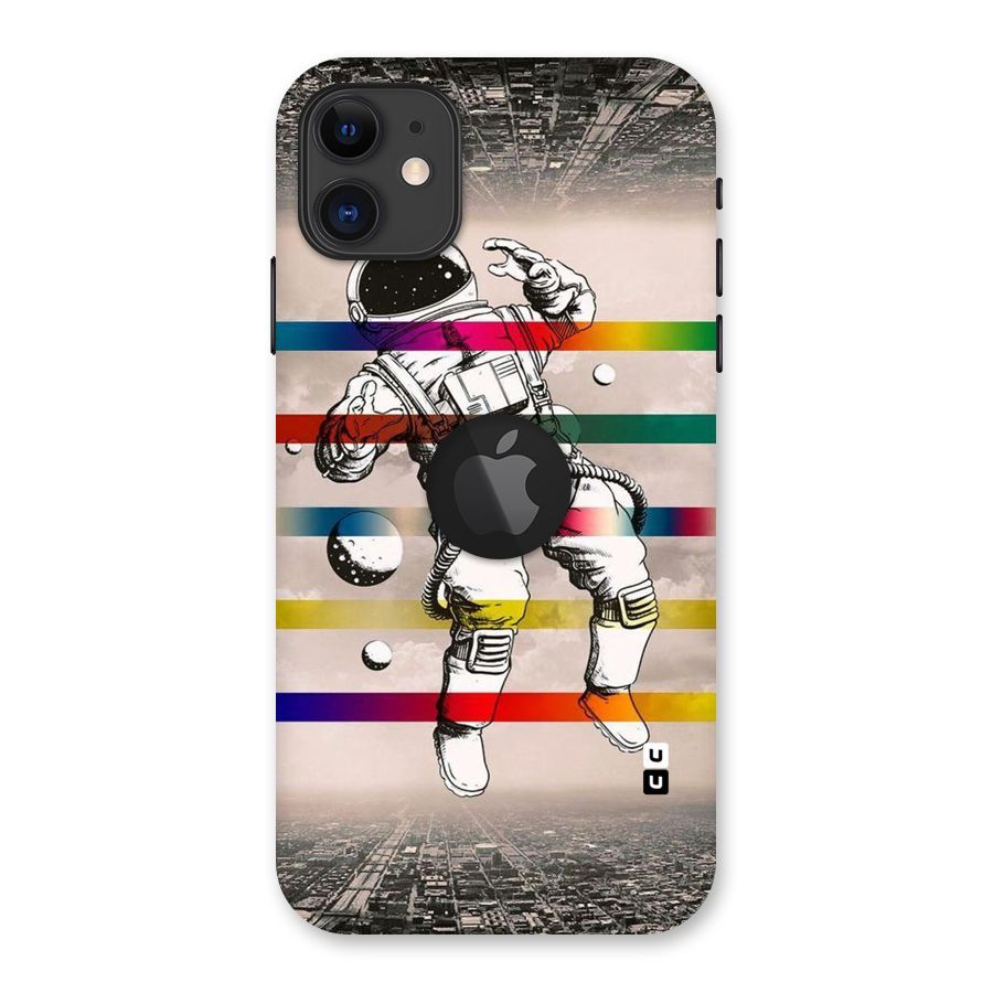 Spaceman Rainbow Stripes Back Case for iPhone 11 Logo Cut