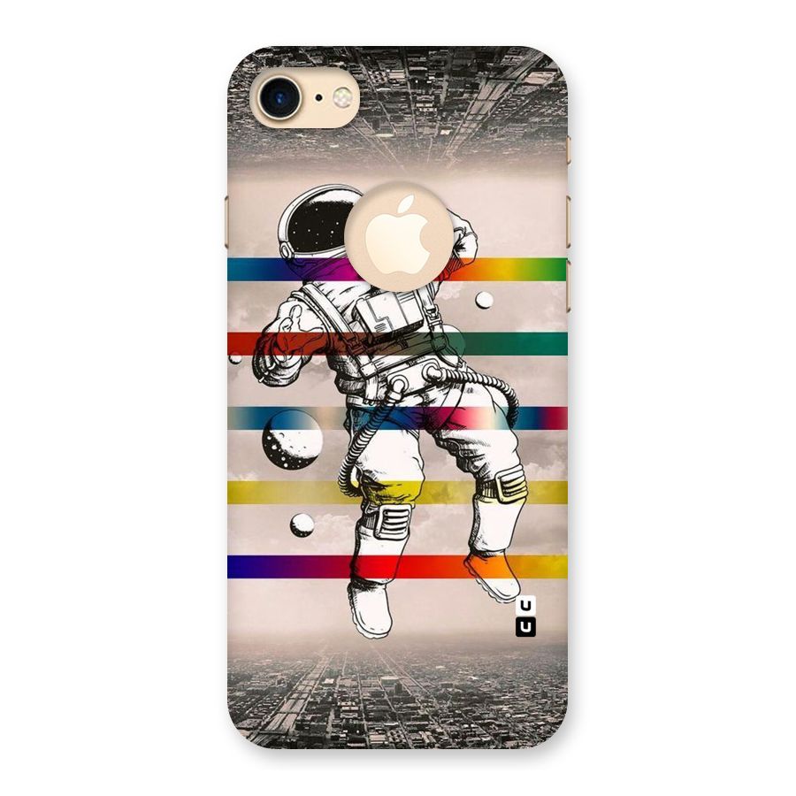 Spaceman Rainbow Stripes Back Case for iPhone 7 Logo Cut