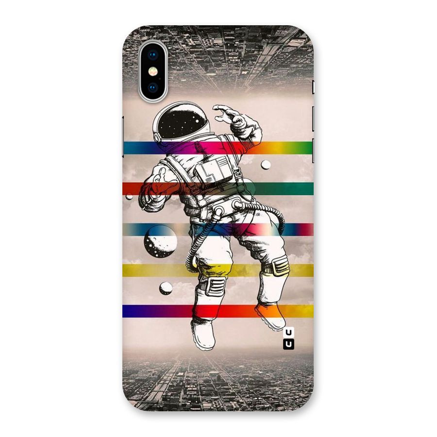 Spaceman Rainbow Stripes Back Case for iPhone XS
