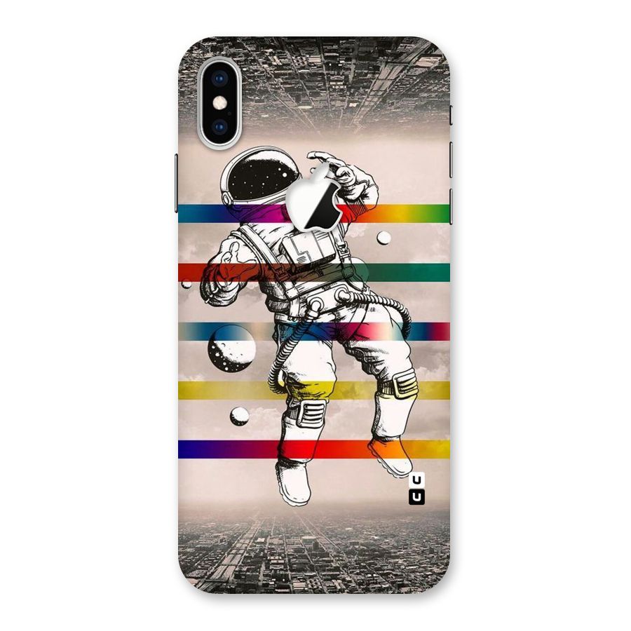 Spaceman Rainbow Stripes Back Case for iPhone XS Max Apple Cut