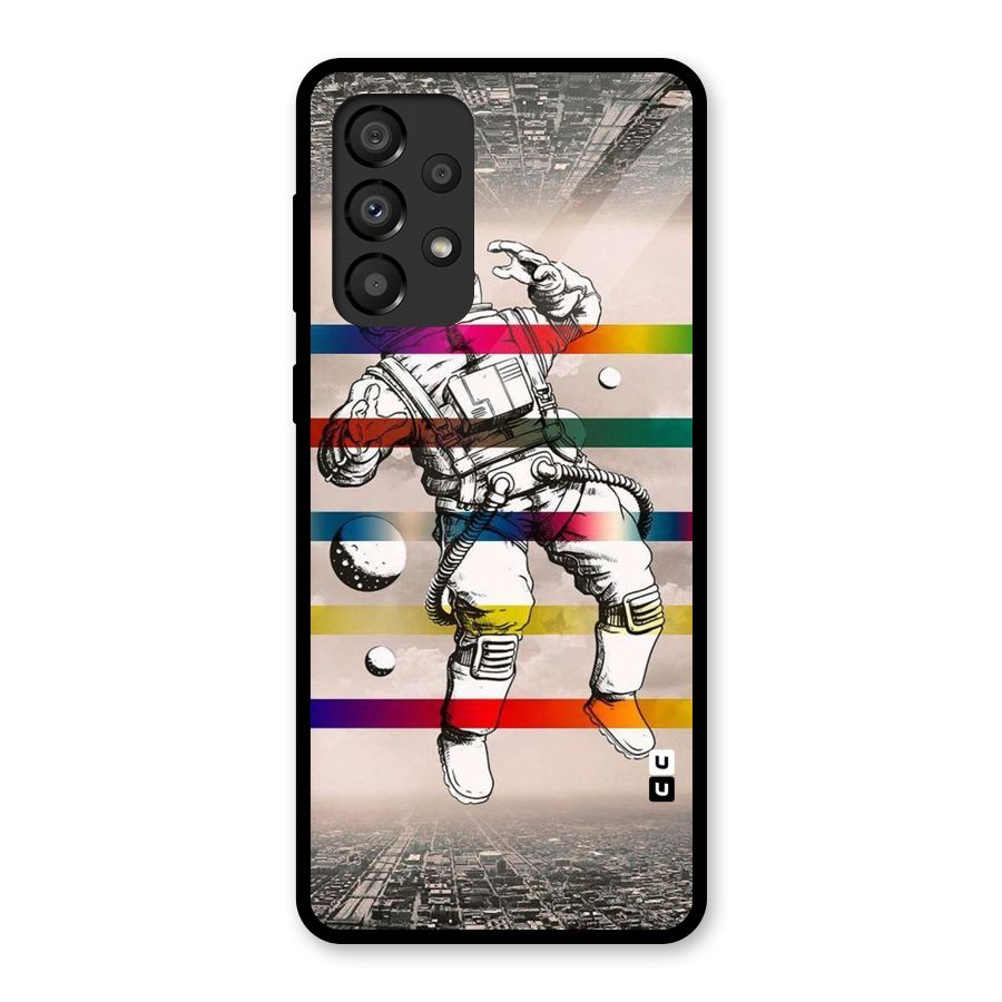 Spaceman Rainbow Stripes Glass Back Case for Galaxy A33 5G