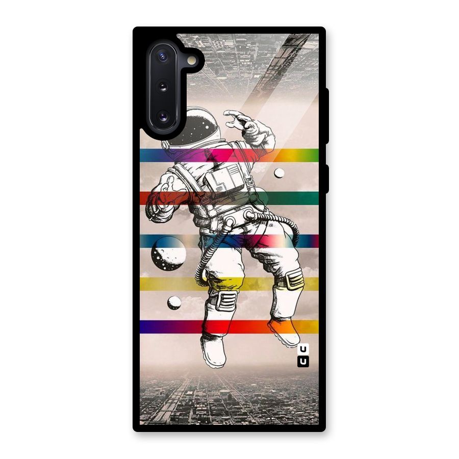 Spaceman Rainbow Stripes Glass Back Case for Galaxy Note 10