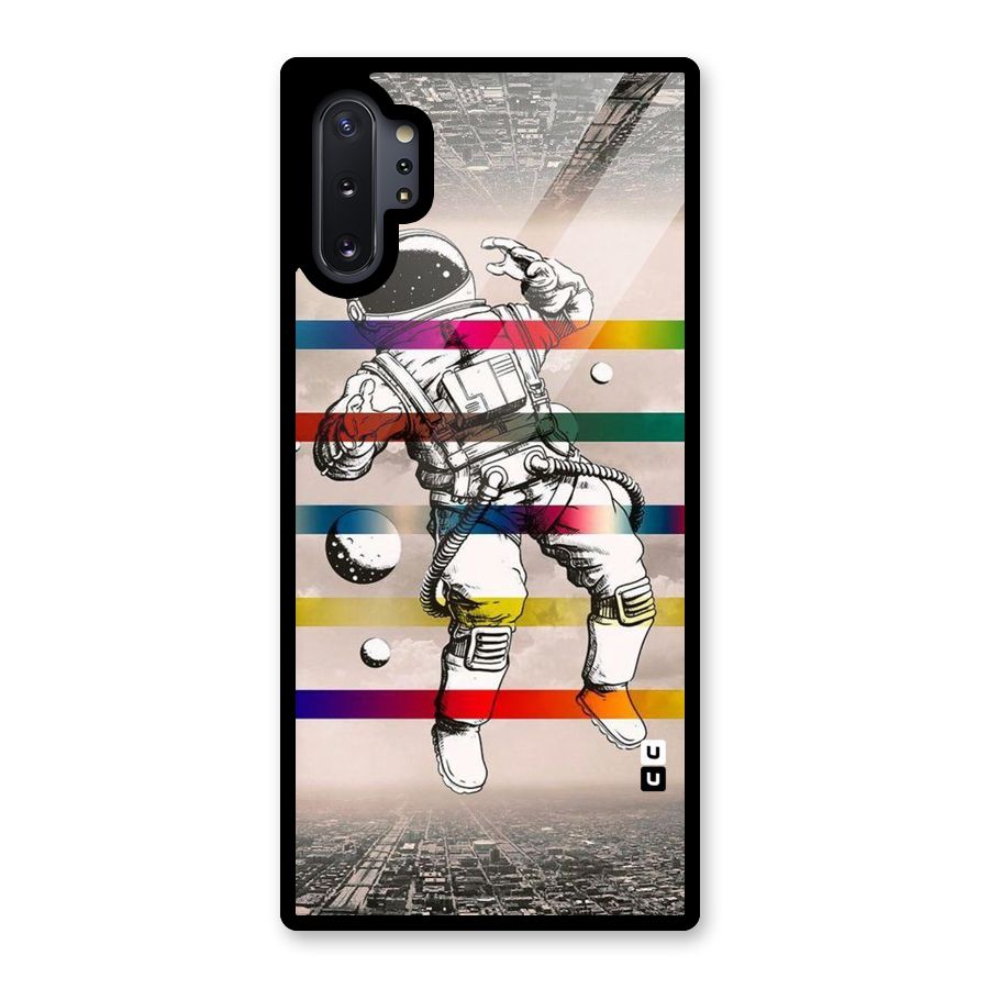 Spaceman Rainbow Stripes Glass Back Case for Galaxy Note 10 Plus