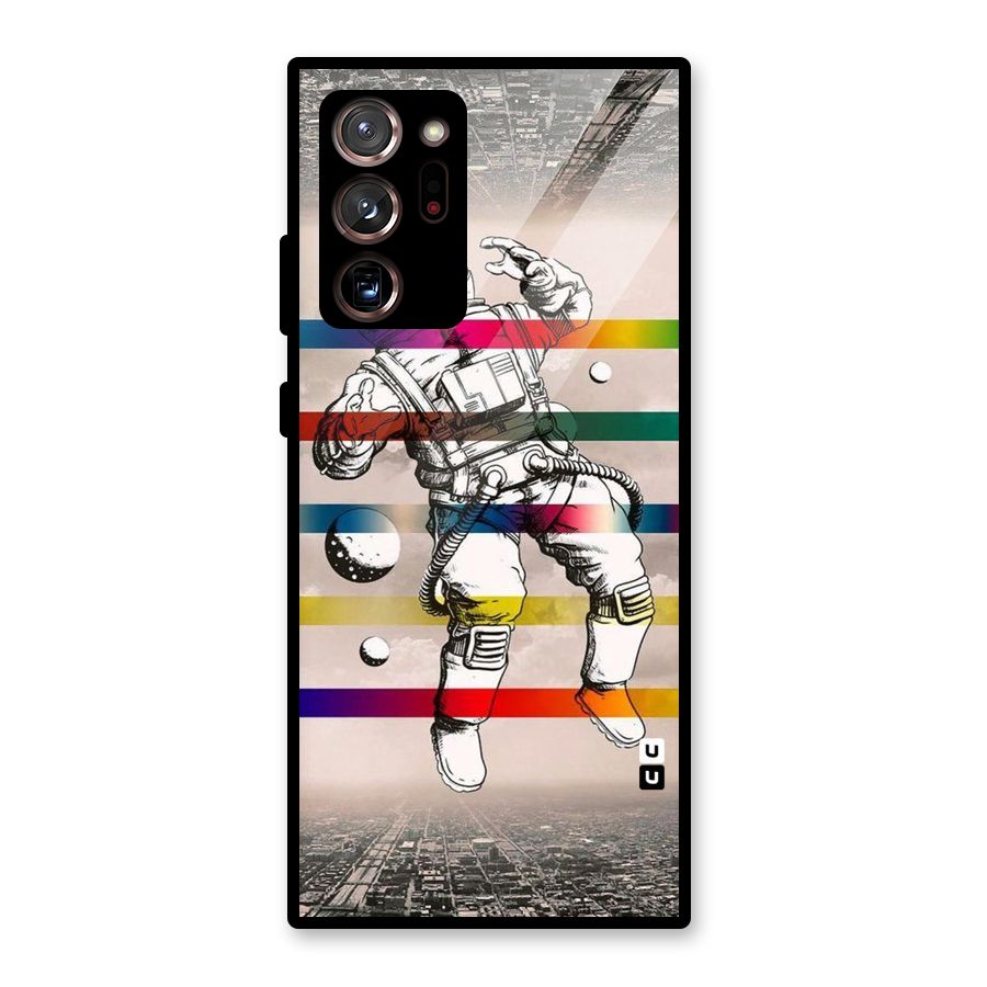 Spaceman Rainbow Stripes Glass Back Case for Galaxy Note 20 Ultra