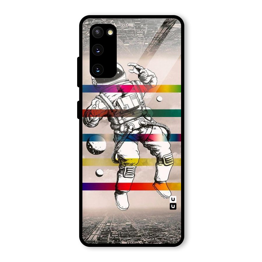 Spaceman Rainbow Stripes Glass Back Case for Galaxy S20 FE 5G