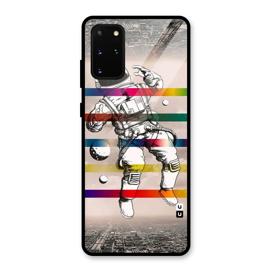 Spaceman Rainbow Stripes Glass Back Case for Galaxy S20 Plus