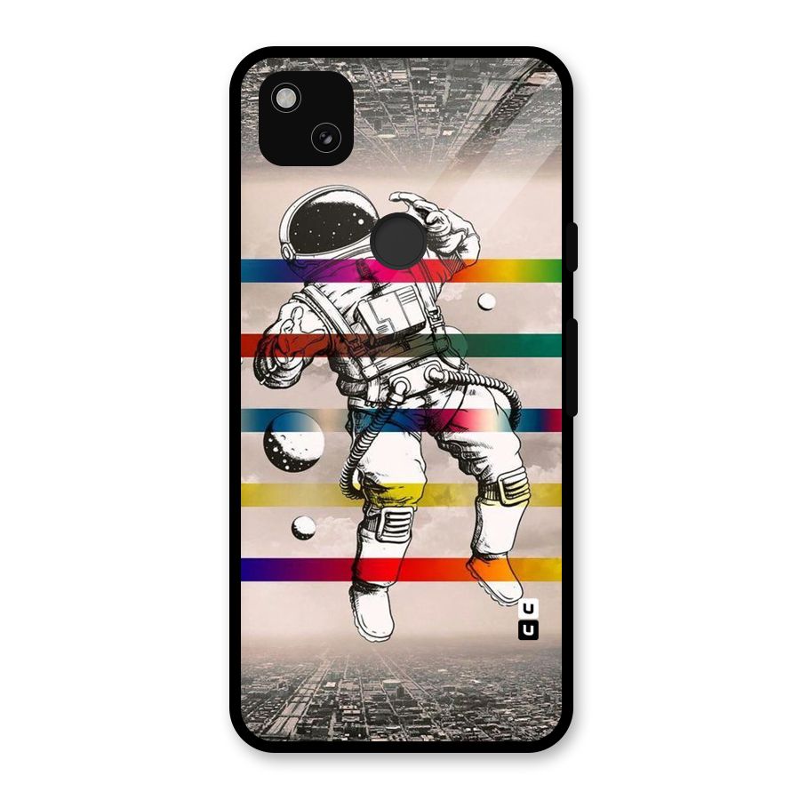Spaceman Rainbow Stripes Glass Back Case for Google Pixel 4a