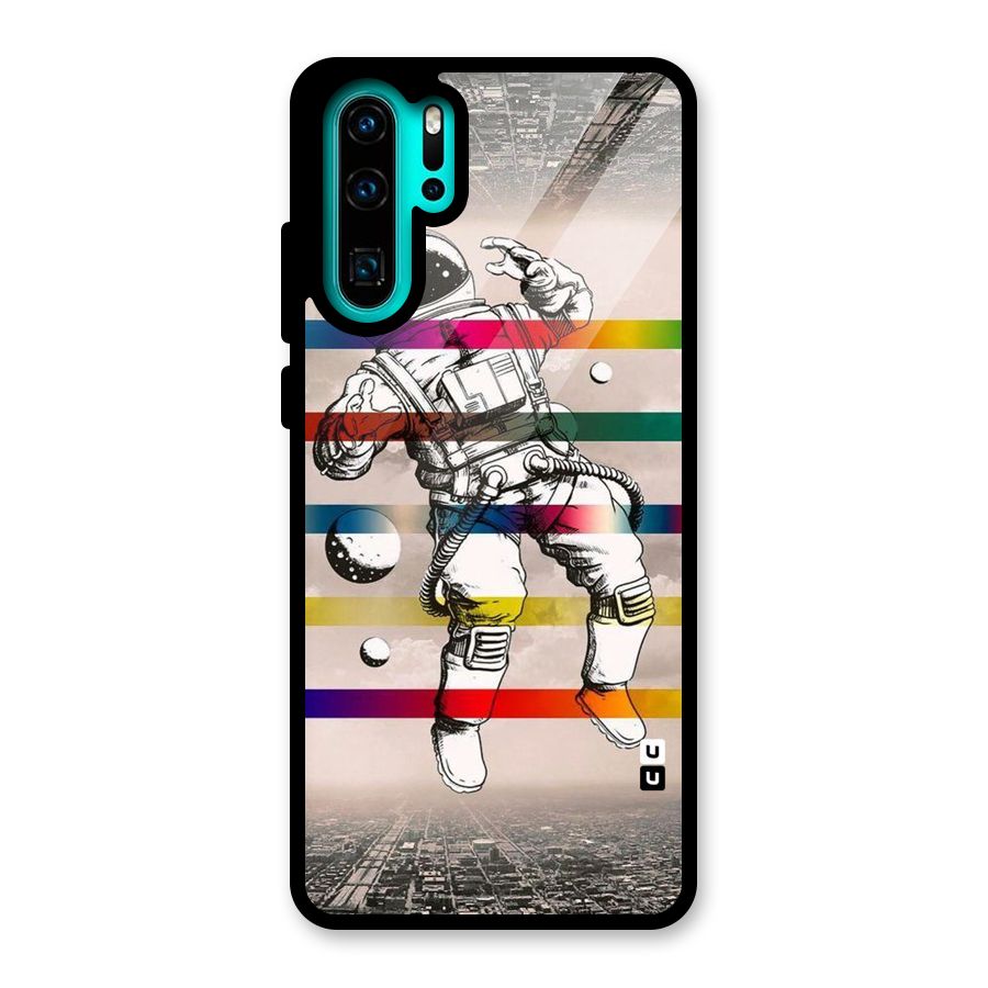 Spaceman Rainbow Stripes Glass Back Case for Huawei P30 Pro