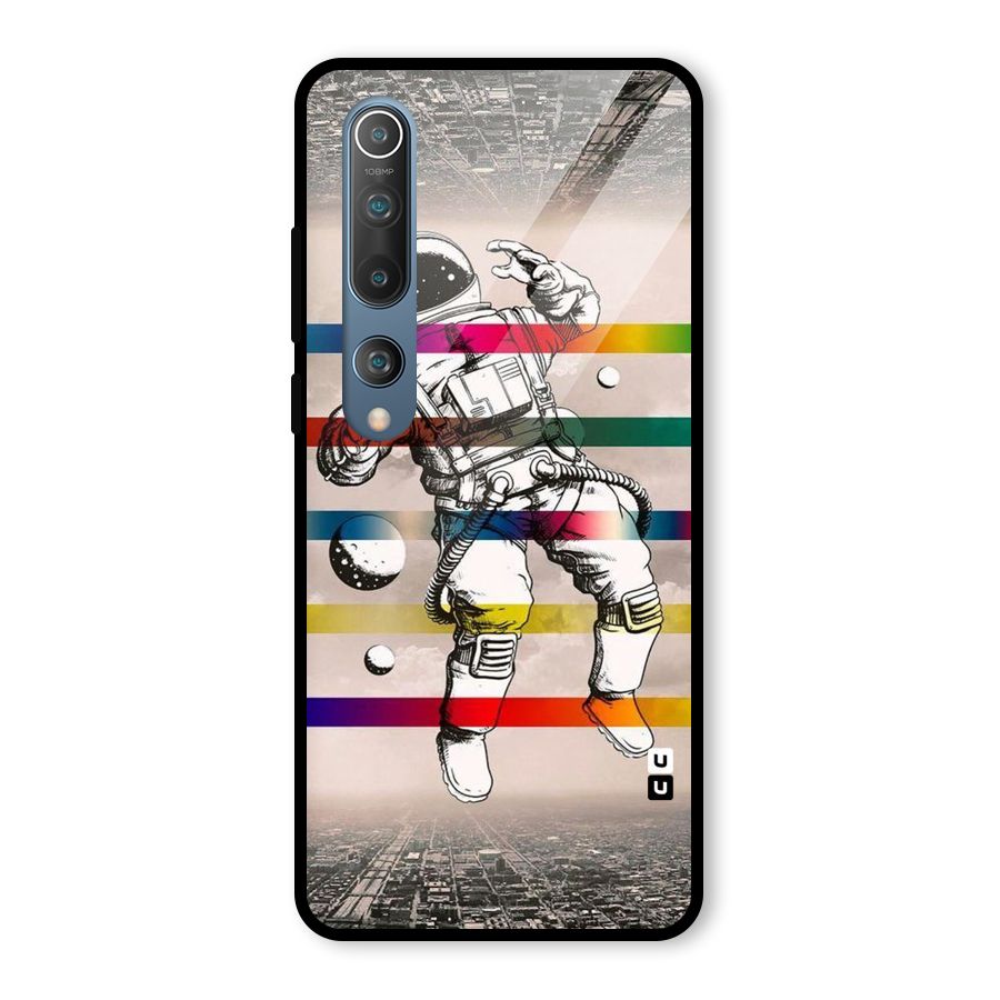 Spaceman Rainbow Stripes Glass Back Case for Mi 10
