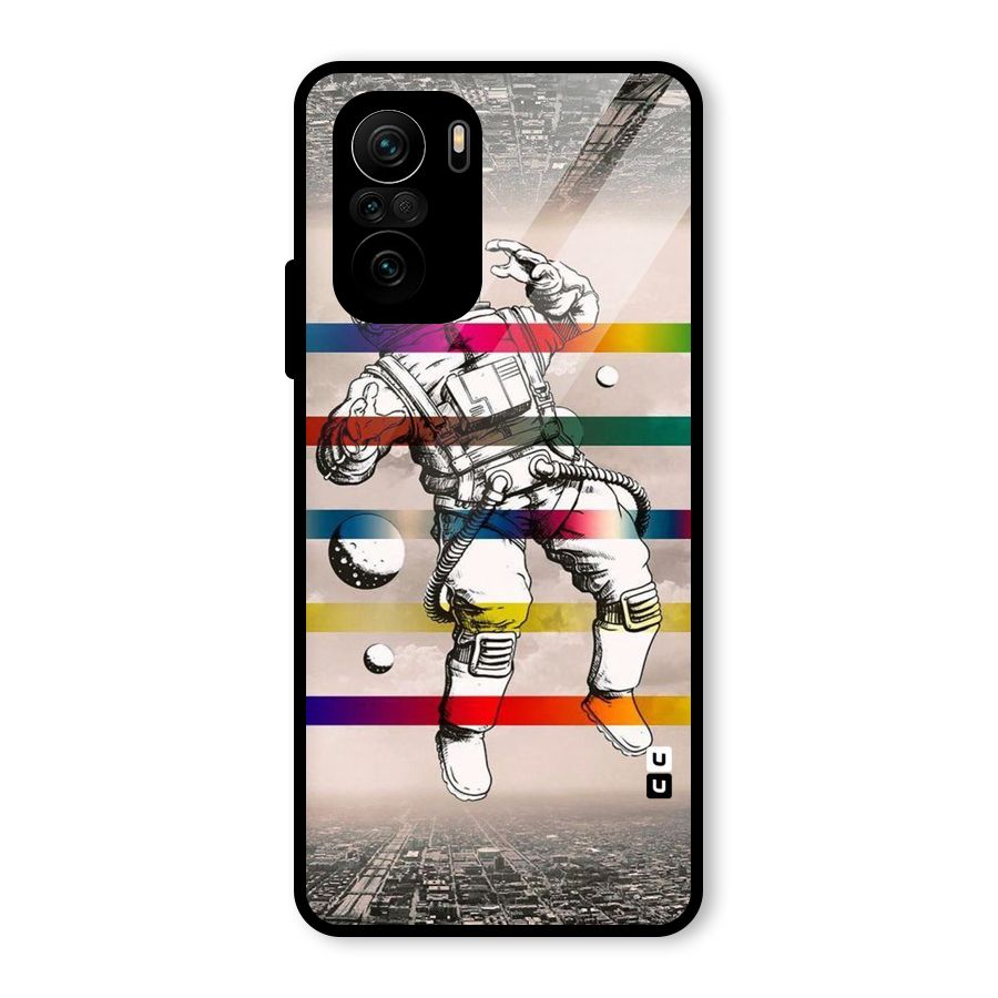 Spaceman Rainbow Stripes Glass Back Case for Mi 11x