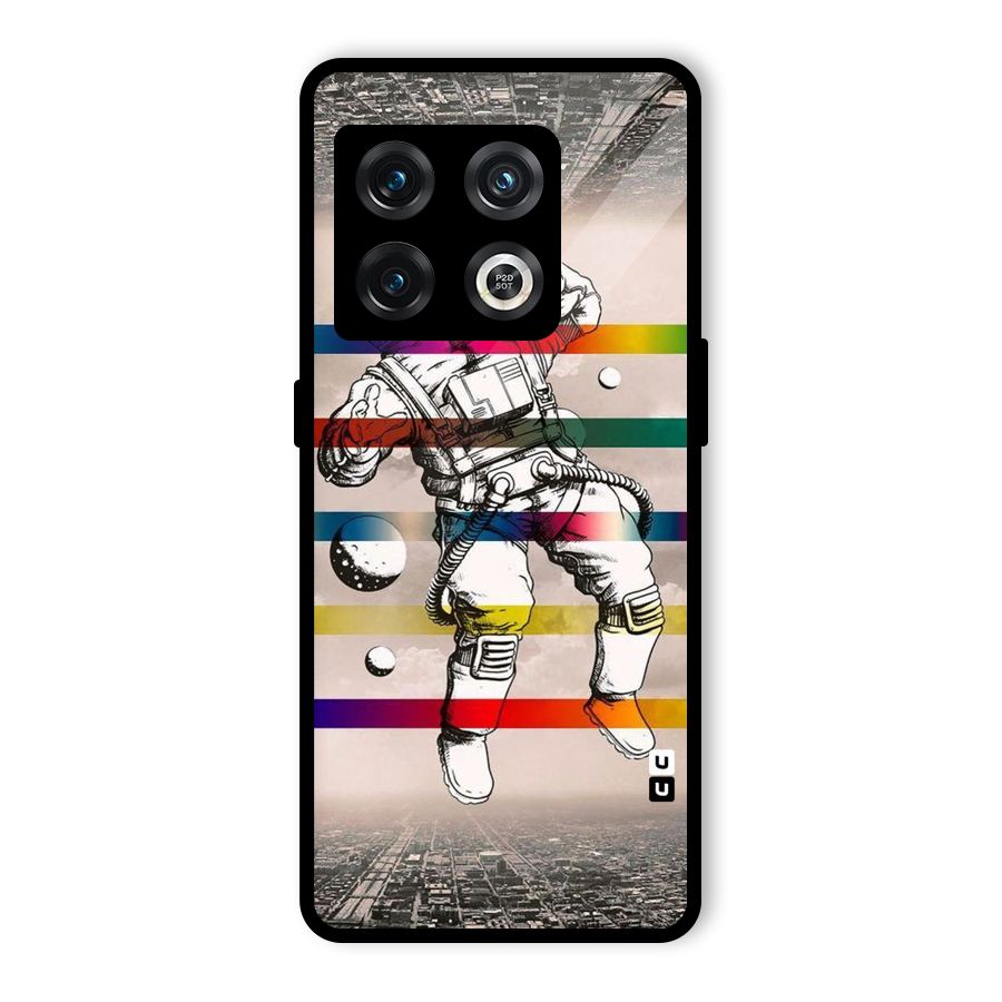 Spaceman Rainbow Stripes Glass Back Case for OnePlus 10 Pro 5G