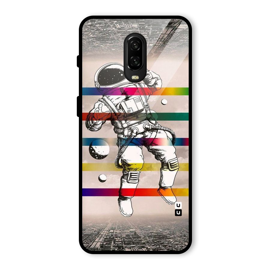 Spaceman Rainbow Stripes Glass Back Case for OnePlus 6T