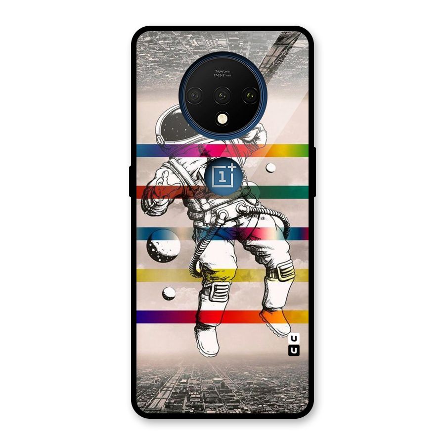 Spaceman Rainbow Stripes Glass Back Case for OnePlus 7T