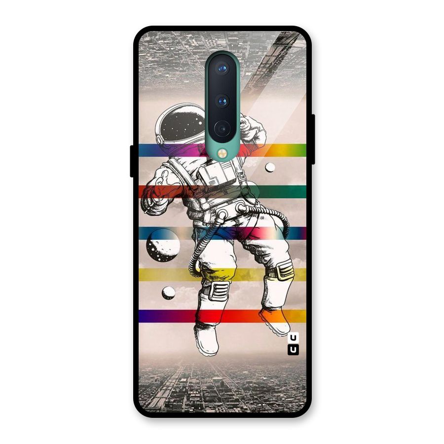 Spaceman Rainbow Stripes Glass Back Case for OnePlus 8