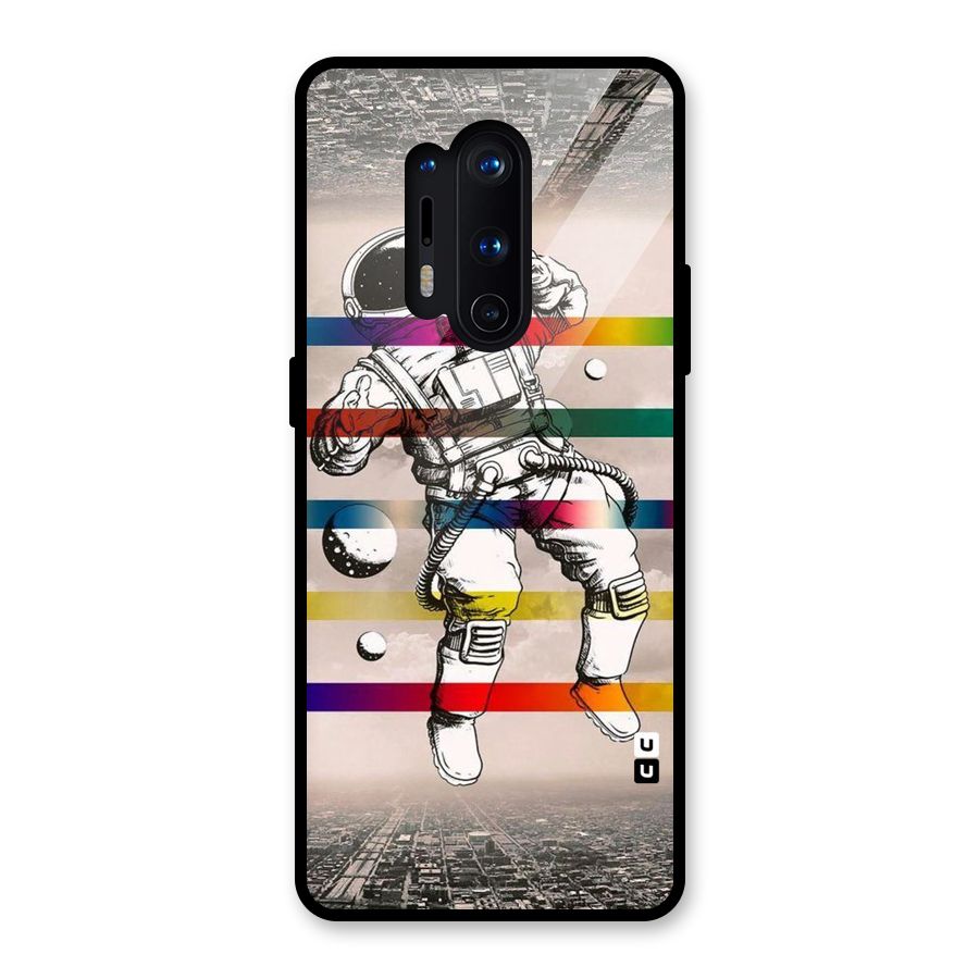 Spaceman Rainbow Stripes Glass Back Case for OnePlus 8 Pro
