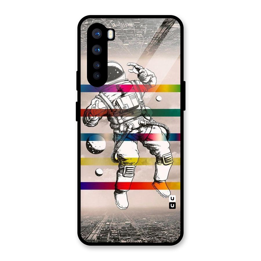Spaceman Rainbow Stripes Glass Back Case for OnePlus Nord