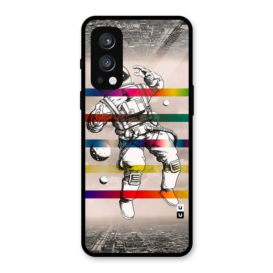 Spaceman Rainbow Stripes Glass Back Case for OnePlus Nord 2 5G