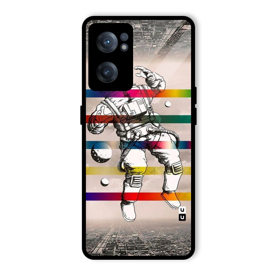Spaceman Rainbow Stripes Glass Back Case for OnePlus Nord CE 2 5G