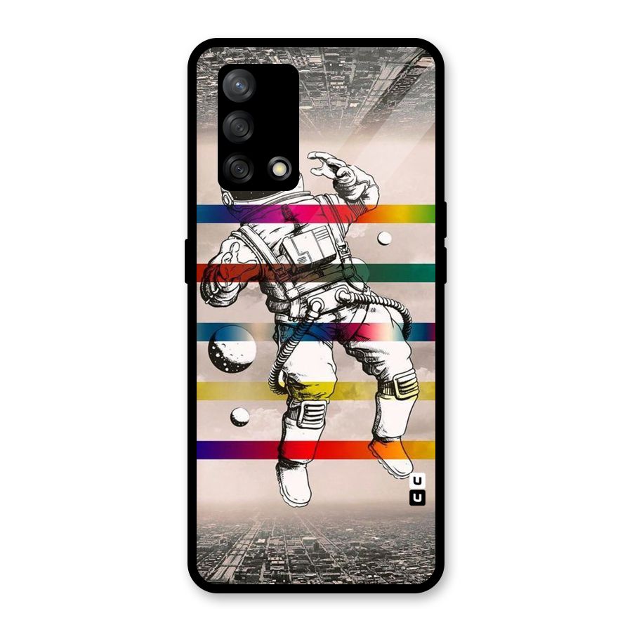 Spaceman Rainbow Stripes Glass Back Case for Oppo F19