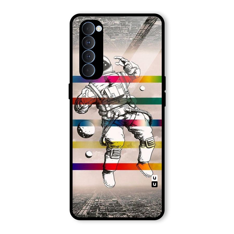 Spaceman Rainbow Stripes Glass Back Case for Oppo Reno4 Pro