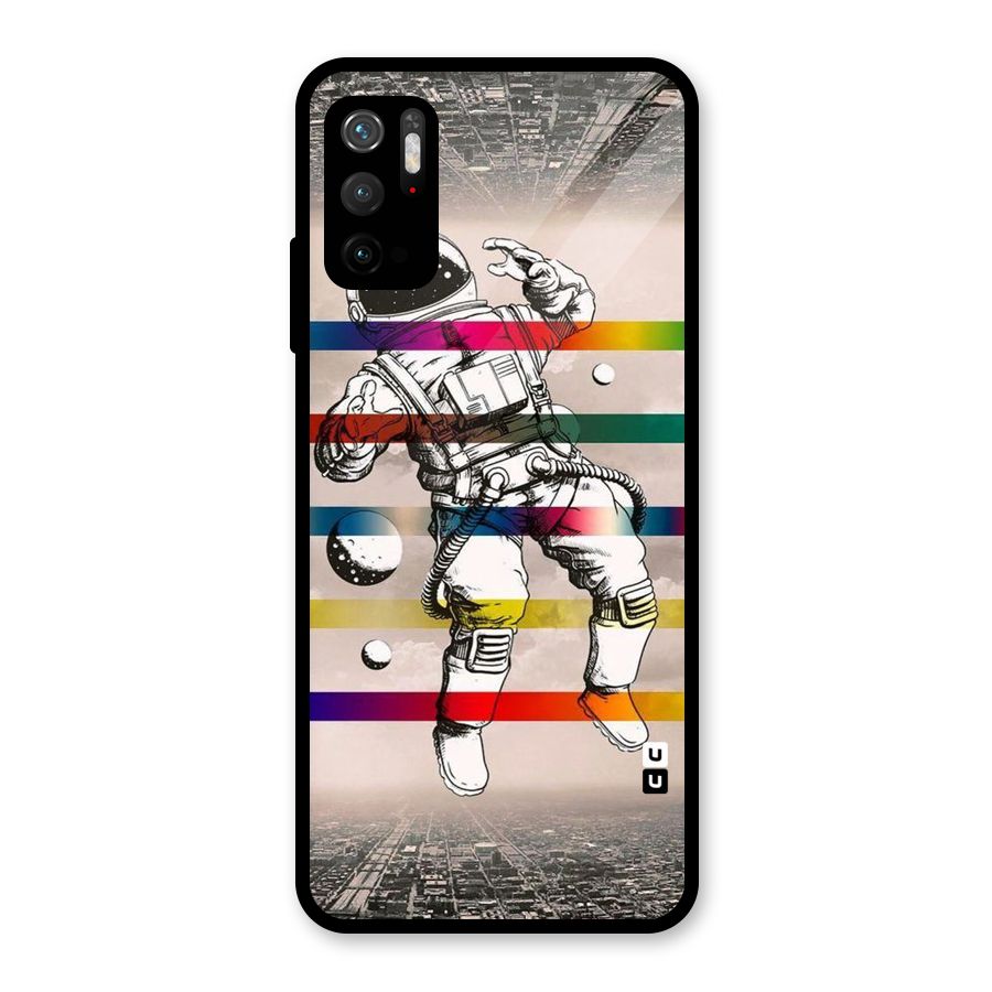 Spaceman Rainbow Stripes Glass Back Case for Poco M3 Pro 5G