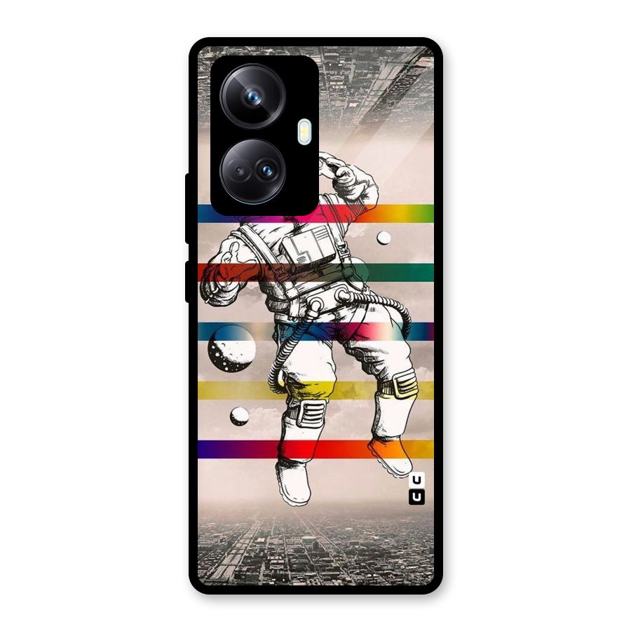 Spaceman Rainbow Stripes Glass Back Case for Realme 10 Pro Plus