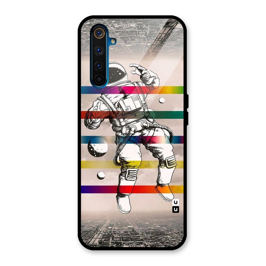 Spaceman Rainbow Stripes Glass Back Case for Realme 6 Pro
